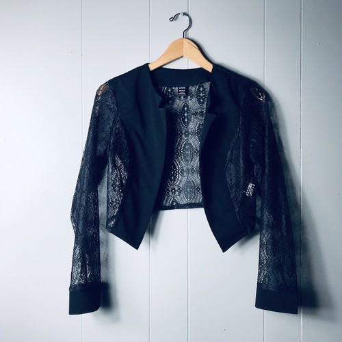 Shein black sheer lace long - lace,